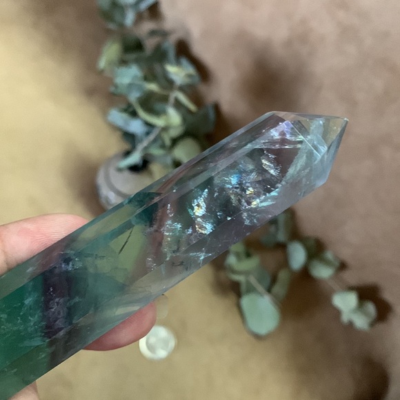 Purple and Green Fluorite Tower with Big Rainbows (gem quality) - Picture 4 of 7